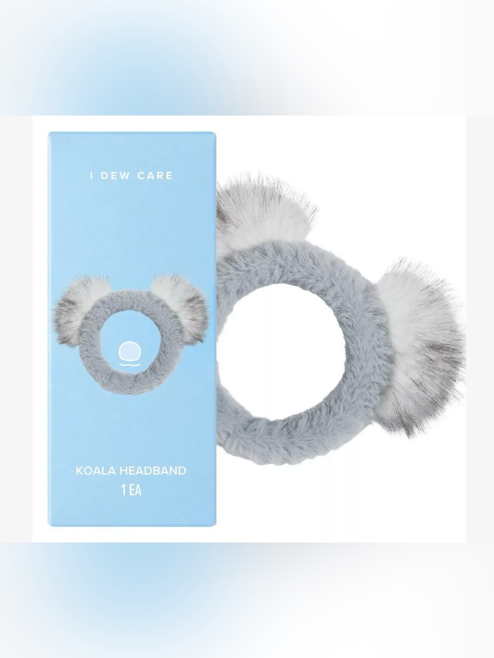 I dew care- koala Soft Gray Plush headband for skin care application